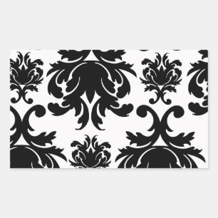 Adesivo Retangular ornamentado branco preto