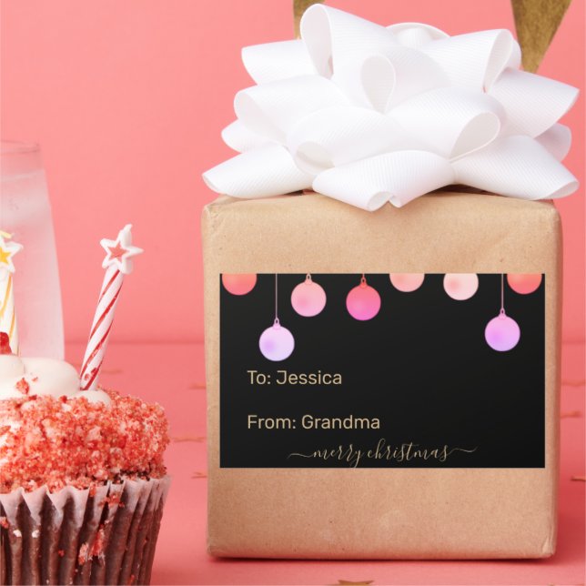 Adesivo Retangular Ornamento Dourado Festivo Colorido de Natal (Festa)