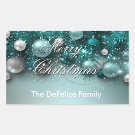 Adesivo Retangular Ornamentos de Natal - Teal
