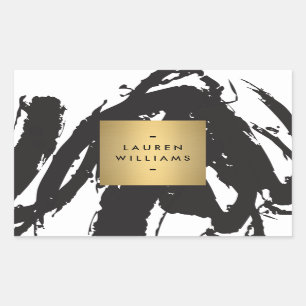 Adesivo Retangular Os Brushstrokes pretos abstratos personalizaram