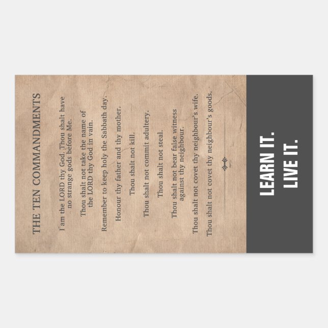 Adesivo Retangular Os Dez Mandamentos (Frente)