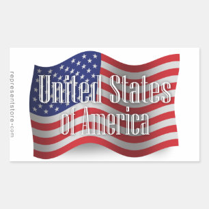 Adesivo Retangular Os Estados Unidos que acenam a bandeira