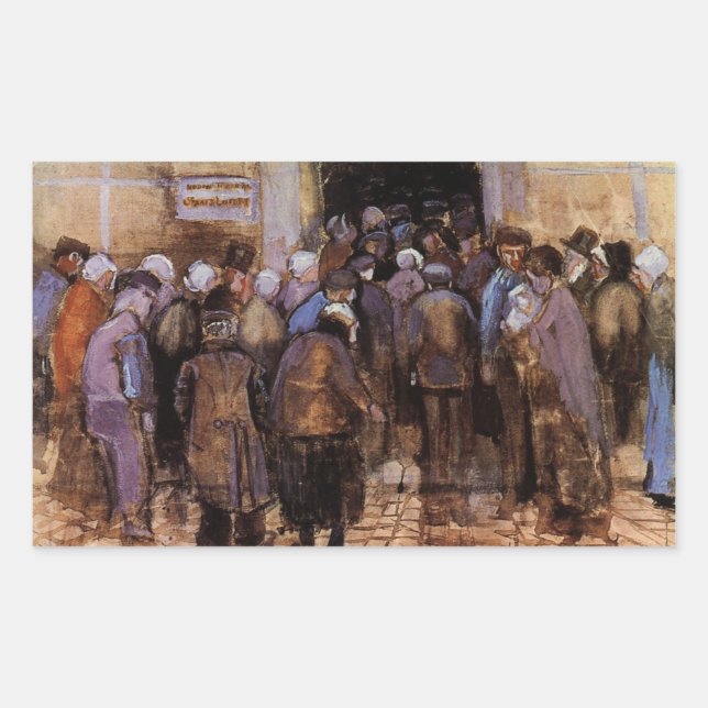 Adesivo Retangular Os Pobres e o Dinheiro por Vincent van Gogh (Frente)