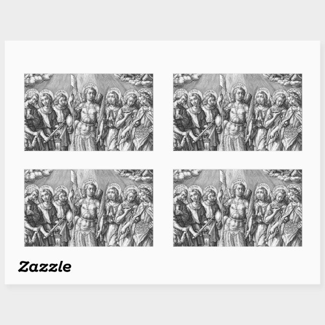 Adesivo Retangular Os Sete Arcanjos (M 034; Engrenagem) (Folha)