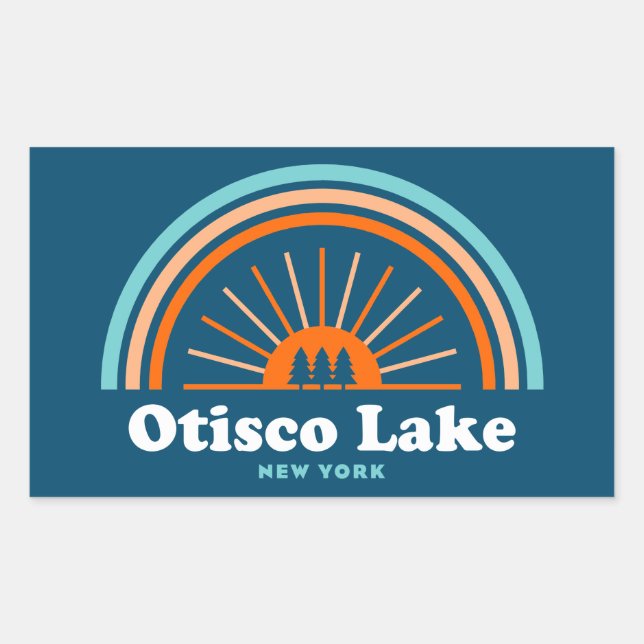 Adesivo Retangular Otisco Lake New York Rainbow (Frente)