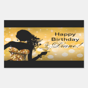 Adesivo Retangular Ouro do vestido de partido   do brilho da notícia