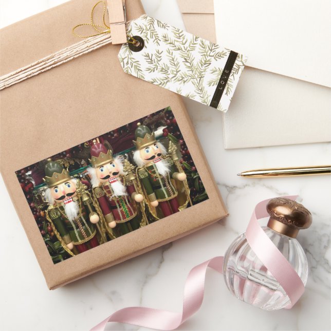 Adesivo Retangular Ouro Green Nutcracker Soldiers Natal (Presentear)