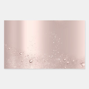 Adesivo Retangular Ouro Rosa Faísca Obrigado Nome Obrigado
