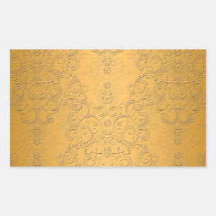 Adesivo Retangular Ouro simulado com design ornamentado gravado