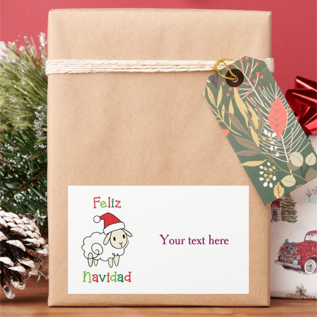 Adesivo Retangular Ovelha de Natal Fofa – Feliz Navidad (Feriado)