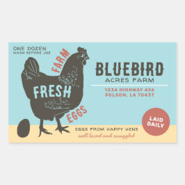 Adesivo Retangular Ovos Frescos de fazenda