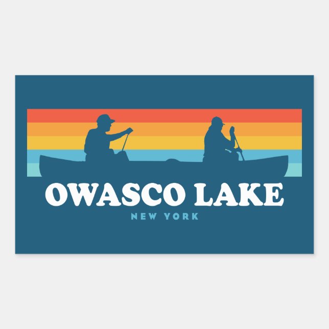 Adesivo Retangular Owasco Lake New York Canoe (Frente)