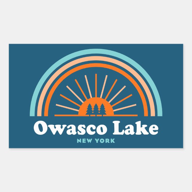 Adesivo Retangular Owasco Lake New York Rainbow (Frente)