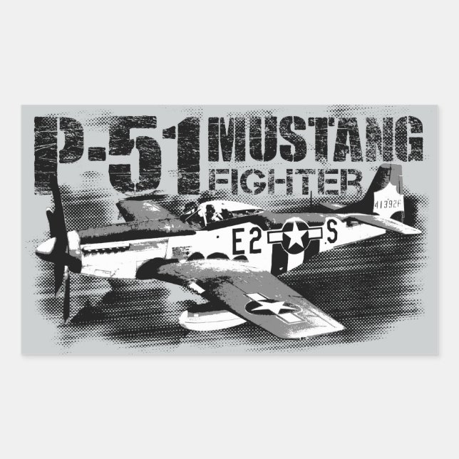 Adesivo Retangular P-51 Retângulo de Mustang (Frente)