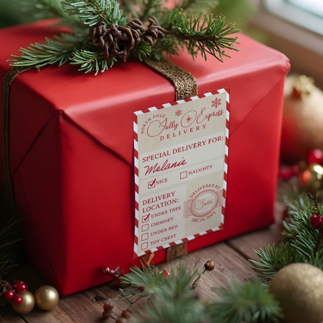 Adesivo Retangular Pacote de Serviço de Entrega de Comboios Expressos (North Pole Express Train Delivery Service Package Rectangular Sticker)