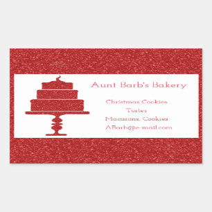 Adesivo Retangular Padaria Red Glitter Cake