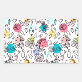 Adesivo Retangular Padrão Bonito de Unicórnio
