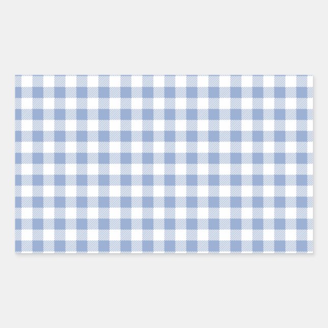 Adesivo Retangular Padrão clássico Gingham azul verificado (Frente)