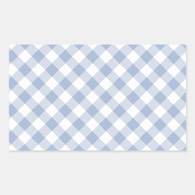 Adesivo Retangular Padrão clássico Gingham azul verificado (Frente)