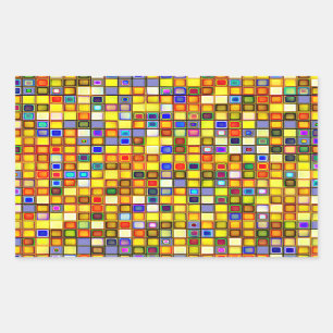 Adesivo Retangular Padrão De Azulejos Amarelo E Azul Legal