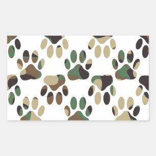 Adesivo Retangular Padrão de Camuflagem Impressão de Pata de Cachorro