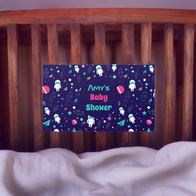 Adesivo Retangular Padrão de Cartoon do Astronauta Espacial (planet astronaut party theme sticker,birthday party sticker,gift pack,envelope,return gift sticker)