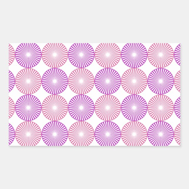 Adesivo Retangular Padrão de círculos rosa e roxo (Frente)