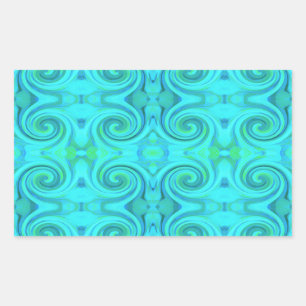 Adesivo Retangular Padrão de espiral de Arte Líquida de Abstrato Azul