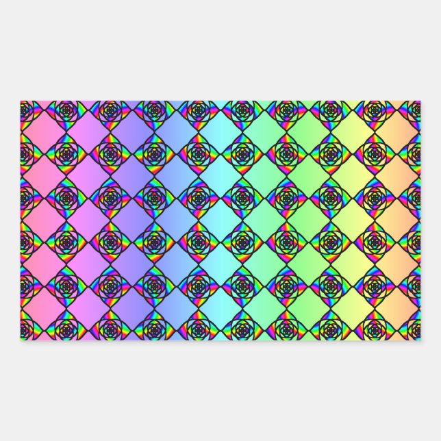 Adesivo Retangular Padrão De Estilo De Vidro Colorido Brilhante. (Frente)