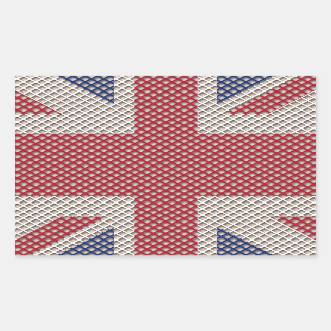Adesivo Retangular Padrão de Fishnet do Union Jack Flag (Frente)