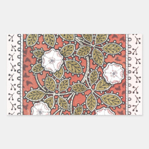 Adesivo Retangular Padrão de Flor de Ilustração de Rosa