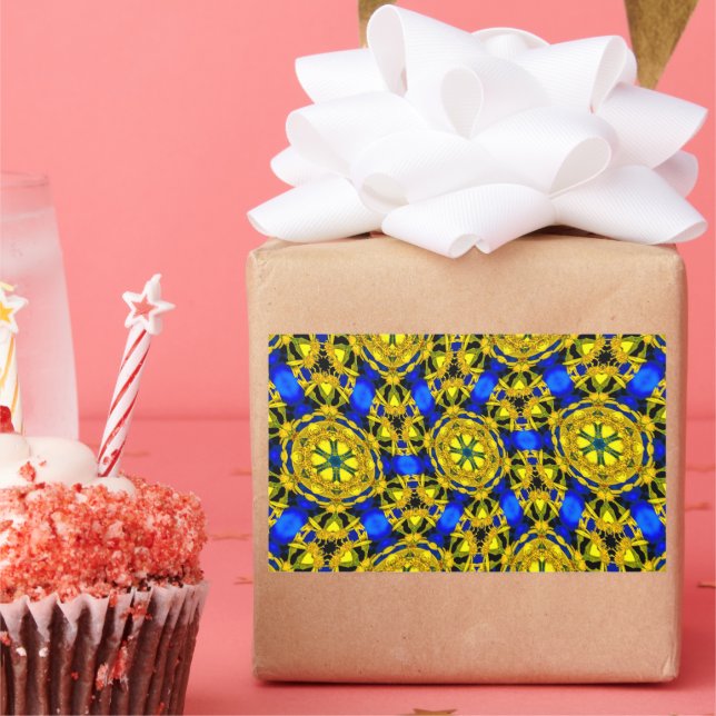 Adesivo Retangular Padrão de Flores do Ouro bonito (Festa)