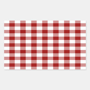 Adesivo Retangular Padrão de Gingham Vermelho e Branco