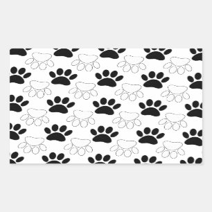 Adesivo Retangular Padrão De Impressão Da Pata De Cão Preta E Bran
