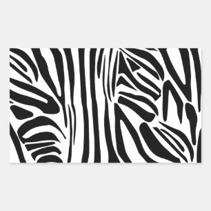 Adesivo Retangular Padrão de impressão de zebra preto e branco em neg