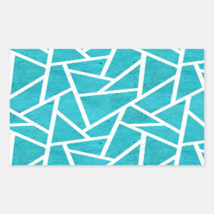 Adesivo Retangular Padrão de mosaico azul-esverdeado e branco