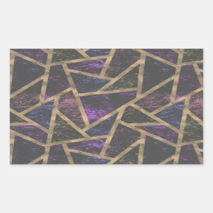 Adesivo Retangular Padrão de mosaico roxo e ouro