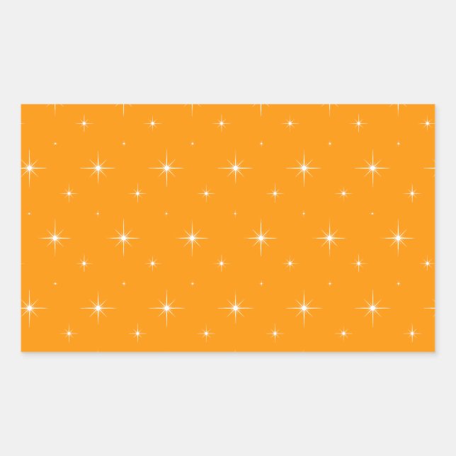 Adesivo Retangular Padrão Elegante De Estrelas Laranja E Brilhantes (Frente)