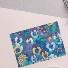 Adesivo Retangular Padrão Floral de Amor-Perfeito Vintage | Jardim da