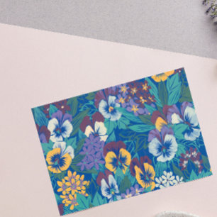Adesivo Retangular Padrão Floral de Amor-Perfeito Vintage Jardim da