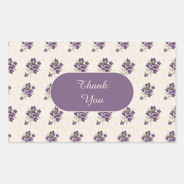 Adesivo Retangular Padrão Floral Violeta Art Nouveau (Frente)