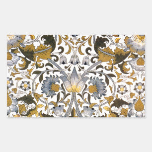 Adesivo Retangular Padrão Floral William Morris Lodden: Azul Dourado 