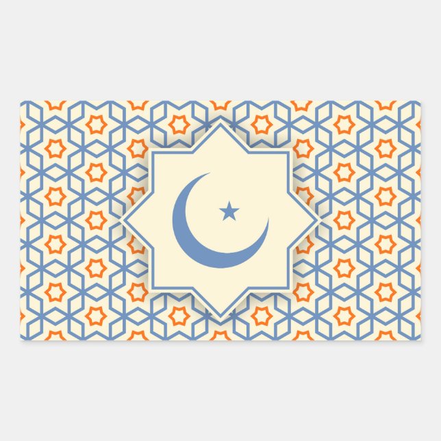 Adesivo Retangular padrão geométrico islâmico de decoração religiosa  (Frente)