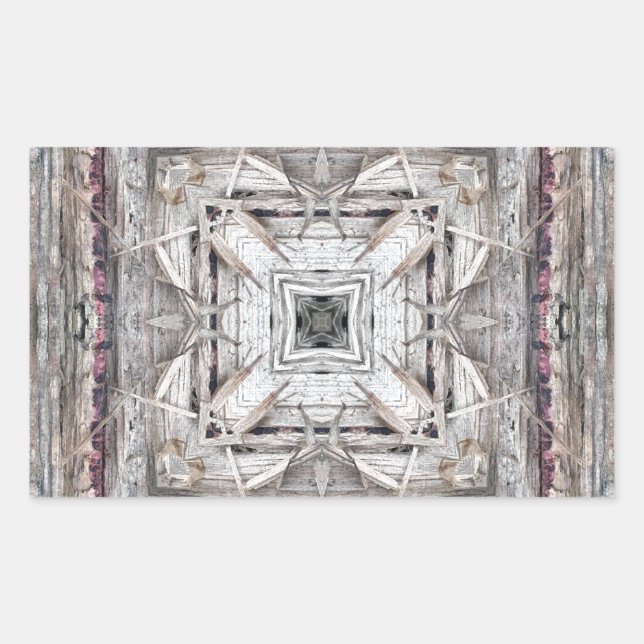 Adesivo Retangular Padrão Inspirado Aztec bonito Tingido Rosa (Frente)