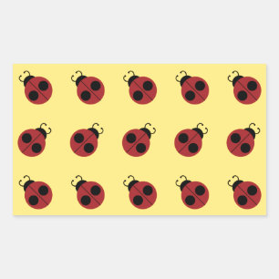 Adesivo Retangular Padrão Ladybug no Gráfico Amarelo