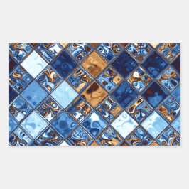 Adesivo Retangular Padrão Mosaico Azul Cowboy Bandana - Arte Original