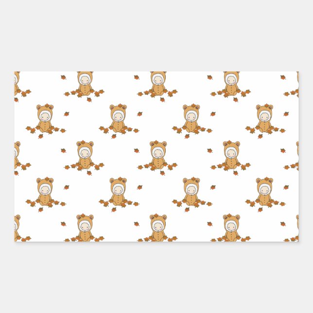 Adesivo Retangular Padrões de outono de Bebês em queda de folhas (Frente)