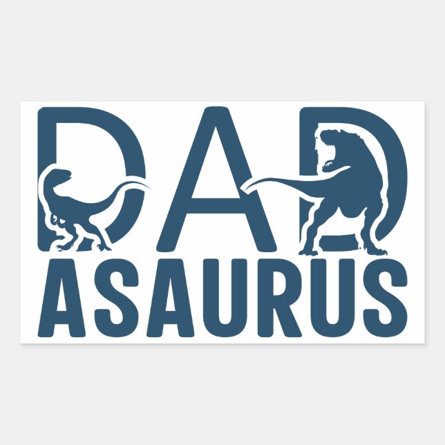 Adesivo Retangular Pai do Dinossauro Asaurus Dino Lover T Pai Rex Din (Frente)