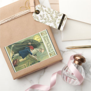 Adesivo Retangular Pai Tempo Desejando-lhe um Feliz ano novo