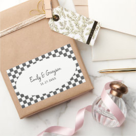 Adesivo Retangular Painted Black Checkerboard Pattern Wedding